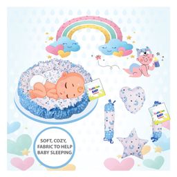 Toddylon Baby Gadda Set with Mosquito Net Bedding Set - Blue image 4