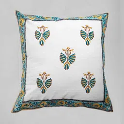 ARAVALII White & Blue Floral Square Cushion Covers-image-92