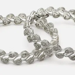 Anouk White Set Of 2 Silver-Plated AD Studded Bangles image 3