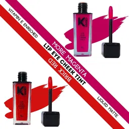 KINDED Set of 2 Lip Eye Cheek Tint with Vitamin E - More Magenta 02 & Brick Red 04-18