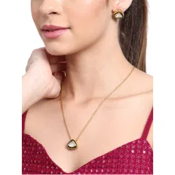 AARSEE OFFICIAL 22Kt Gold-Plated Green Enamelled Necklace With Earrings-picture-27