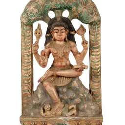 Exotic India Brown & Green Wooden Religious Idol Showpiece-image-33