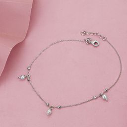 Sangria Rhodium-Plated 925 Sterling Silver Pearls Anklet-image-39