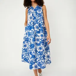 max Floral Printed A-Line Midi Dress-image-83