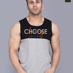 SLOWLORIS Pack Of 2 Printed Combed Cotton Gym Vest VSL26 CMB(CHS BLACKGREY)(KEEP OLIVE)-picture-49