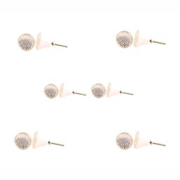 Indianshelf 6Pcs Cream-Colored Textured Resin Flower Knobs-15