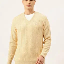 Monte Carlo Cable Knit V-Neck Woollen Pullover-picture-35