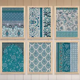 WALLLANE Blue & Multicoloured 6 and more Piece Wood Abstract Wall Paintings-image-84