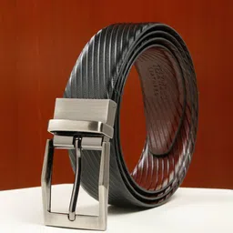 Teakwood Leathers Men Textured Leather Reversible Formal Belt-image-27