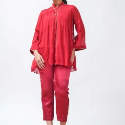 Salvia Sky Mandarin Collar Gotta Patti Top With Trouser-image-19