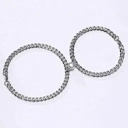 The Roadster Lifestyle Co Set Of 2 Silver-Plated Heart Magnetic Link Couple Bracelet-picture-3
