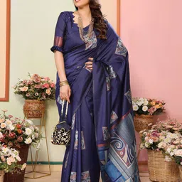 Moda Rapido Floral Zari Silk Blend Banarasi Saree-13