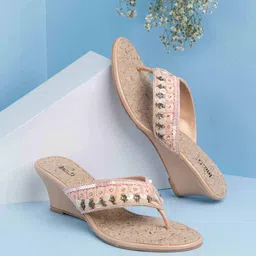Inc 5 Women Embellished Ethnic Wedge Mules with Laser Cuts Heels-45