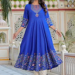 KALINI Floral Printed Round Neck Anarkali Kurta-26