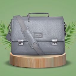 OLIVE MIST Unisex Textured Leather Laptop Bag-27