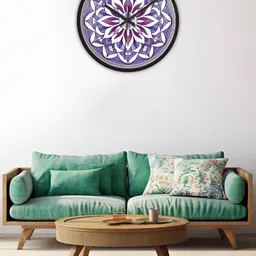 OLIVE TREE Black & Violet Printed Contemporary Wall Clock-image-96