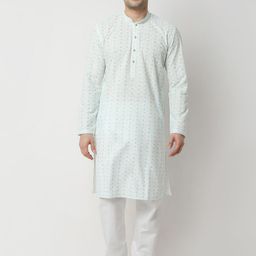Ethnicity Geometric Printed Mandarin Collar Straight Kurta With Trousers-picture-8