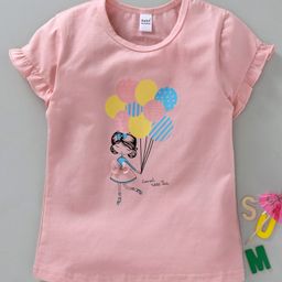Meng Wa Half Sleeves Tee Balloon Print - Peach-picture-28