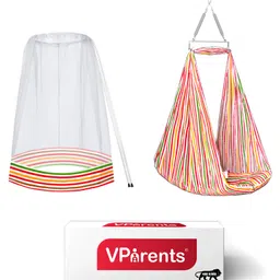 VParents Neonate Swing Cradle with Mosquito Net and Spring - Red-picture-48