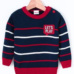 Babyhug Full Sleeves Pullover Stripes Sweater - Red-image-41