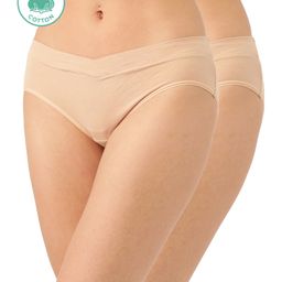 Inner Sense Pack Of 2 Organic Cotton Antimicrobial Maternity Panties - Beige-image-65