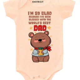 KNITROOT So Glad Dad Print Short Sleeves Onesie - Peach-picture-30