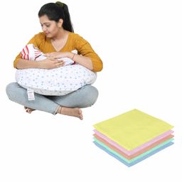 Lulamom Nursing Pillow with Cover Star Print & Muslin Napkin - Blue-image-126