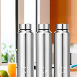 Kuber Industries Silver-Toned 3 Pieces Stainless Steel Water Bottle 1L-image-52