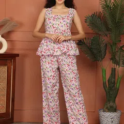 ETC Women Floral Printed Sleeveless Night suit-image-42