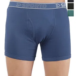 Sporto by Macho Men Pack Of 4 Soft & Comfortable Trunks Sprto_M1030-Dnm1-N1-Olv1-Prt1-L-picture-27