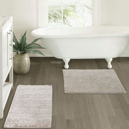 OBSESSIONS 2-Pcs Grey Anti-Skid Bath Rugs-38