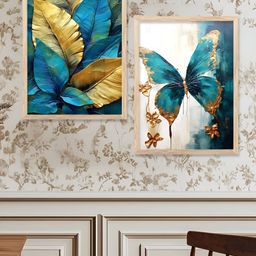 Kotart White & Blue 2 Piece Floral and Botanical Wooden Wall Arts-picture-38