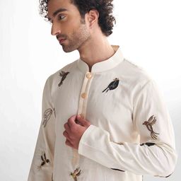 Agrajain Men Ethnic Motifs Embroidered Regular Sequinned Kurta with Pyjamas image 2