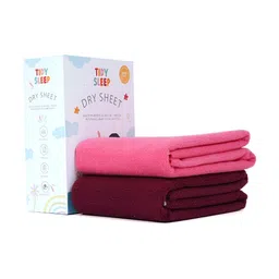 TIDY SLEEP Maroon & Pink 2 Pieces Waterproof & Reusable Bed Protector Baby Drysheet-80