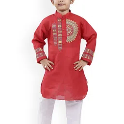BAESD Boys Ethnic Motifs Printed Mandarin Collar Straight Kurta With Pyjamas-21