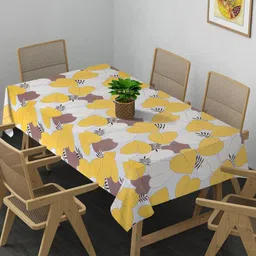 Arrabi Grey & Yellow Floral Printed 8-Seater Table Cover-22
