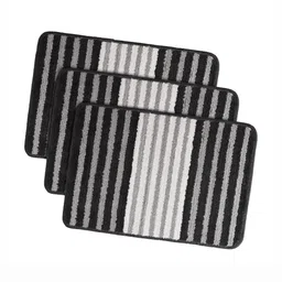 Aura 3-Pcs Grey & Black Striped Anti-Skid Doormats-8