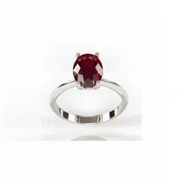 GenZcomplex Silver-Plated Brass Garnet Finger Ring-55