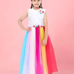 HERE&NOW Colourblocked Net Maxi Dress-image-83