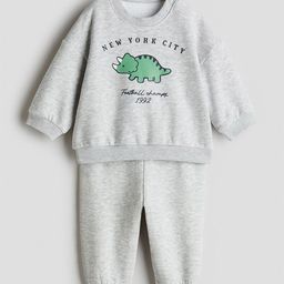H&M 2-Piece Printed Brushed-Inside Sweatshirt Set image 3