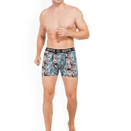 GOTO Printed Short Trunk NYLON LY PRINT OUTER EL TRUNK BLK SKYBLU-Black image 5