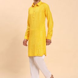 Pro-Ethic STYLE DEVELOPER Embroidered Sequinned Kurta With Pyjamas image 4