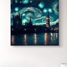 Myntra Elegant Homes Teal & Black River & Stars Canvas Wall Art-15
