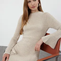 Trendyol Striped Bell Sleeve Fit & Flare Dress-picture-27