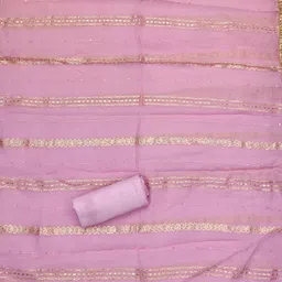 KALINI Pink Chanderi Butti Silk Embroiderd & Coding Work Unstitched Dress Material image 4