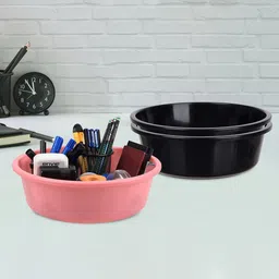 Kuber Industries Pink & Black 3 Pieces Regular Desk Organisers 6L Each-65