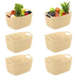 Kuber Industries Cream-Coloured Set of 6 Regular Multi-Utility Organisers-12