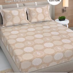 Myntra Elegant Homes Yellow & White Floral 300 TC King Bedsheet with 2 Pillow Covers-image-70