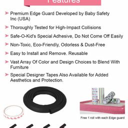 Safe-O-Kid 5 Meter Edge Guard Strip with 4 Corners - Black image 2