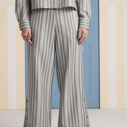 Muvazo Women Striped Regular Fit Cotton Trouser-image-63
